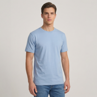 Açık Mavi Basic Tshirt %100 Pamuk